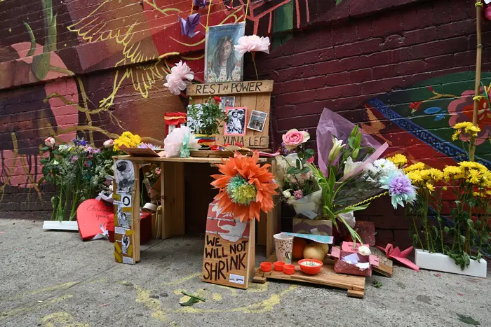 Memorial for Christina Yuna Lee, who was fatally attacked in her Manhattan Chinatown apartment.